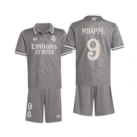 Camisola Real Madrid Mbappé 9 Criança Equipamento Terceiro 2024-2025 Manga Curta